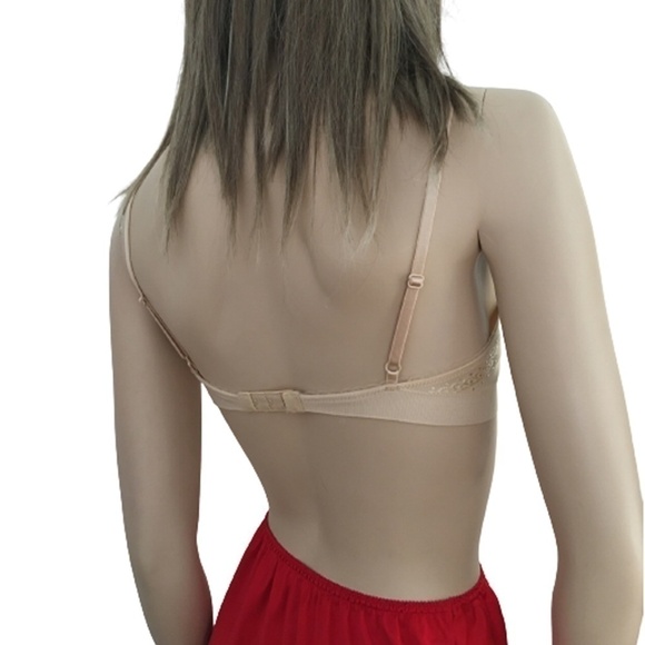 WACOAL Nylon Bra Bralette Unwired Nude Tulle Embellished Lace 36 Unpadded - Picture 4 of 9